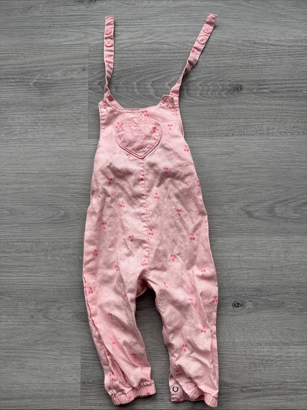 Pink Heart-Accent Kids Overalls